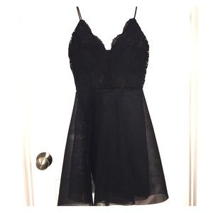 Black mini flare dress